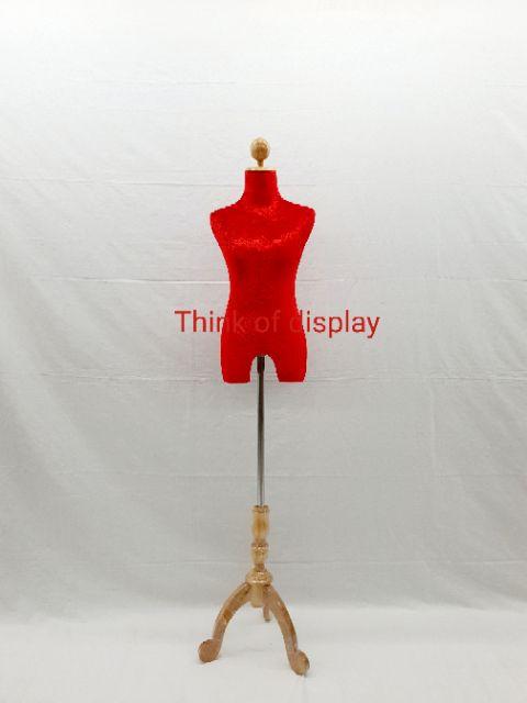 หุ่นผ้าขาไม้ผ้ากำมะหยี่  หุ่นโชว์ขาไม้หญิง ผ้ากำมะหยี่ มีหลายสี - thumbnail 2