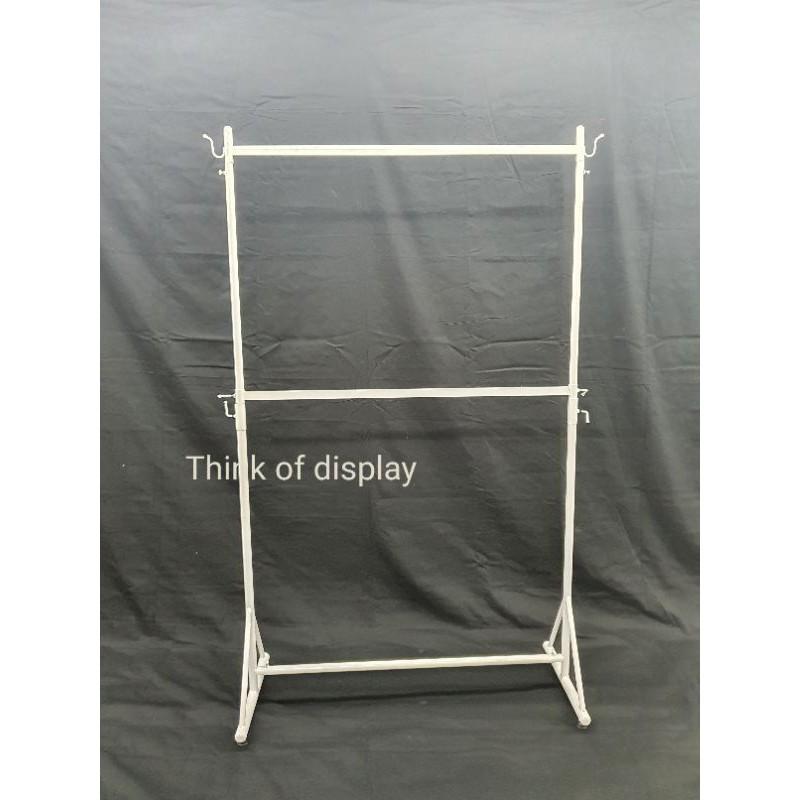 ราวแขวนเสื้อผ้า ราวแขวนผ้าประหยัดเนื้อที่ ราวโชว์เสื้อ 2 ชั้น ราวเดี่ยว 2 ชั้น รุ่นขา A / ขาม้วน มีสีขาว/ดำ - thumbnail 7