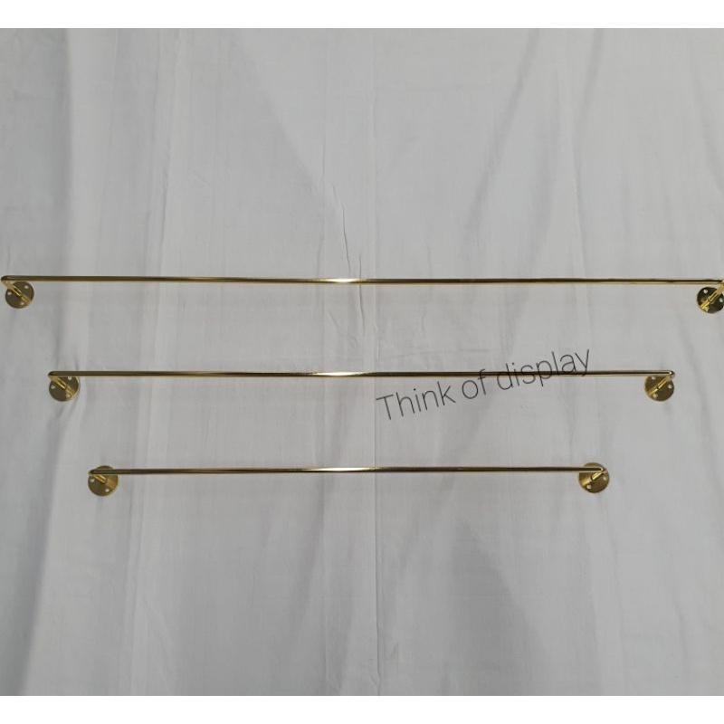 ราวแขวนผ้าติดผนังสีทอง ราวแขวนเสื้อยึดผนัง แสตนเลสสีทองเส้นกลม - thumbnail 7