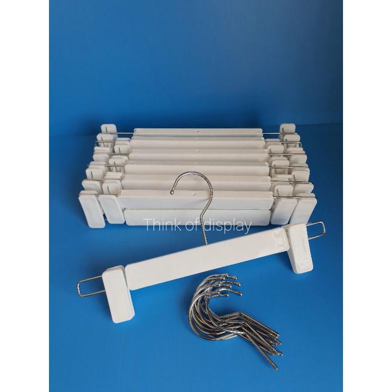 ไม้หนีบกางเกง ไม้หนีบกระโปรง ไม้แขวนกางเกงพลาสติกสีขาว สำหรับผู้ใหญ่ แพ็คละ 12 อัน - thumbnail 5