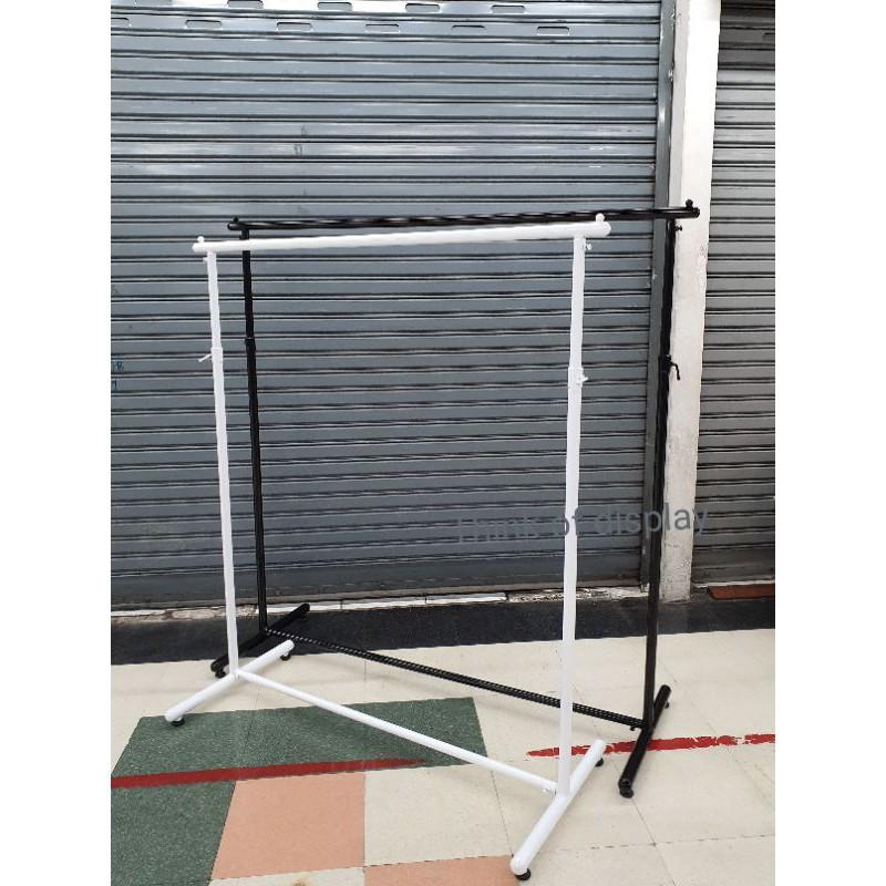 ราวแขวนผ้า ราวโชว์เสื้อผ้า ราวหัวลูกปืน สีขาว/ดำ ยาว 80cm.