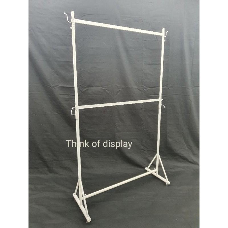 ราวแขวนเสื้อผ้า ราวแขวนผ้าประหยัดเนื้อที่ ราวโชว์เสื้อ 2 ชั้น ราวเดี่ยว 2 ชั้น รุ่นขา A / ขาม้วน มีสีขาว/ดำ - thumbnail 6