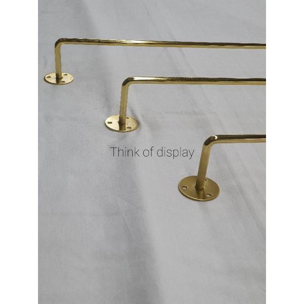 ราวแขวนผ้าติดผนังสีทอง ราวแขวนเสื้อยึดผนัง แสตนเลสสีทองเส้นกลม - thumbnail 6