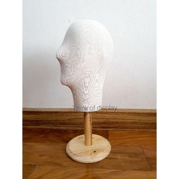 หัวหุ่นโชว์หมวก หุ่นโชว์วิกผม หัวหุ่นหุ้มผ้าขาตั้งไม้ - thumbnail 4