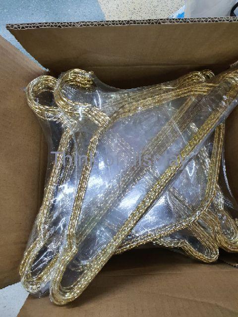 ไม้แขวนเสื้อเหล็กลวดทอง ไม้แขวนลายเกลียวสีทอง ไม้แขวนลวดเรียบสีทอง แพ็คละ 12 อัน - thumbnail 8