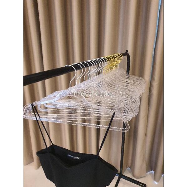 ไม้แขวนเสื้อพลาสติกใส มีกลิตเตอร์ ประกายเพชร PS02  แพ็คละ 12 อัน - thumbnail 4