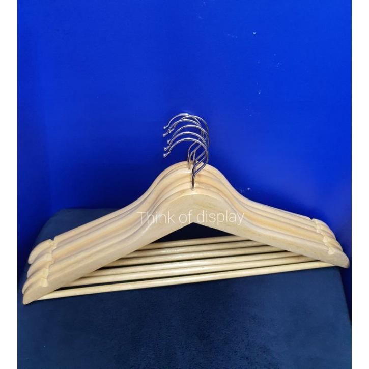 ไม้แขวนเสื้อไม้ มีร่องมีก้าน แขวนกางเกงได้ แพ็ค 6 อัน/แพ็ค 12 อัน - thumbnail 4