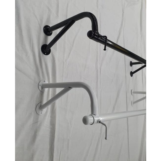 ราวยึดผนังแขวนเสื้อ ราวแขวนเสื้อผ้า รุ่นขา Y  เหล็กหนา สีขาว ดำ ทอง - thumbnail 3