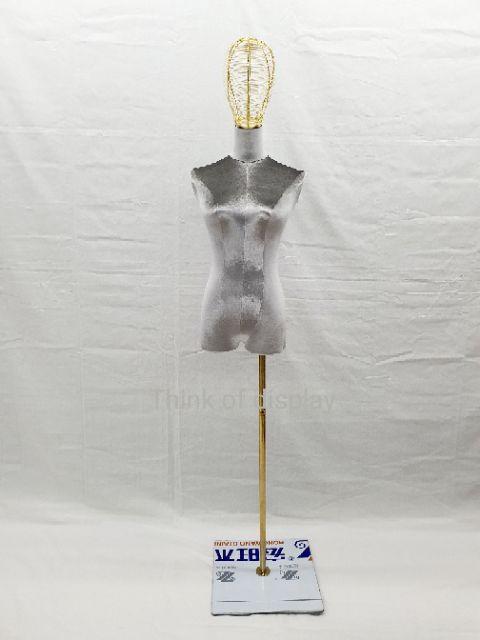 หุ่นโชว์เสื้อผ้า  หุ่นมีหัวลวดเหล็กสีทอง พร้อมขาตั้งสีทอง - thumbnail 4