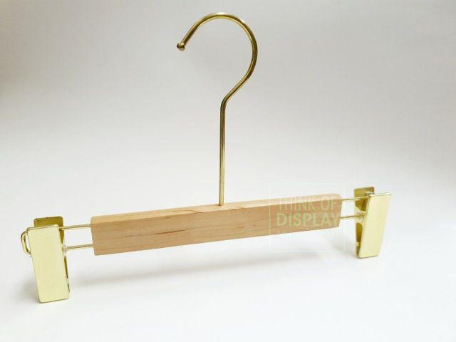 ไม้แขวงกางเกงกระโปรงไม้แท้ ไม้หนีบกางเกงไม้แท้ ตะขอสีทองคอยาว แพ็ค 6 อัน และแพ็ค 12 อัน - thumbnail 2