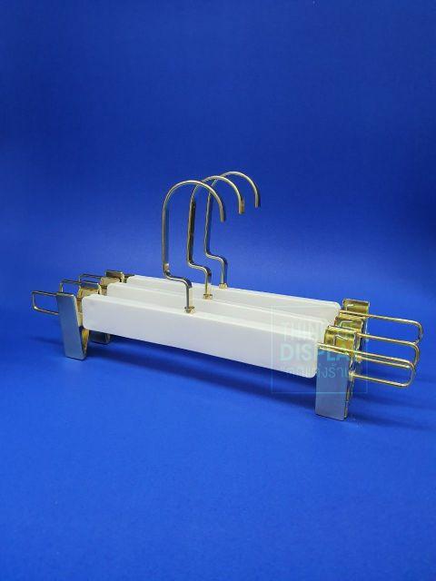 ไม้หนีบกางเกง ไม้หนีบกระโปรง ไม้แขวนพลาสติกมีหนีบตะขอสีทอง No.228 แพ็คละ 12 อัน - thumbnail 4