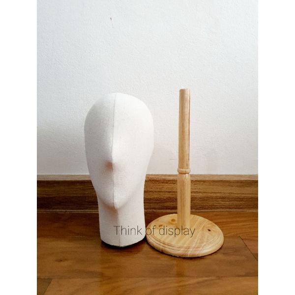 หัวหุ่นโชว์หมวก หุ่นโชว์วิกผม หัวหุ่นหุ้มผ้าขาตั้งไม้ - thumbnail 3