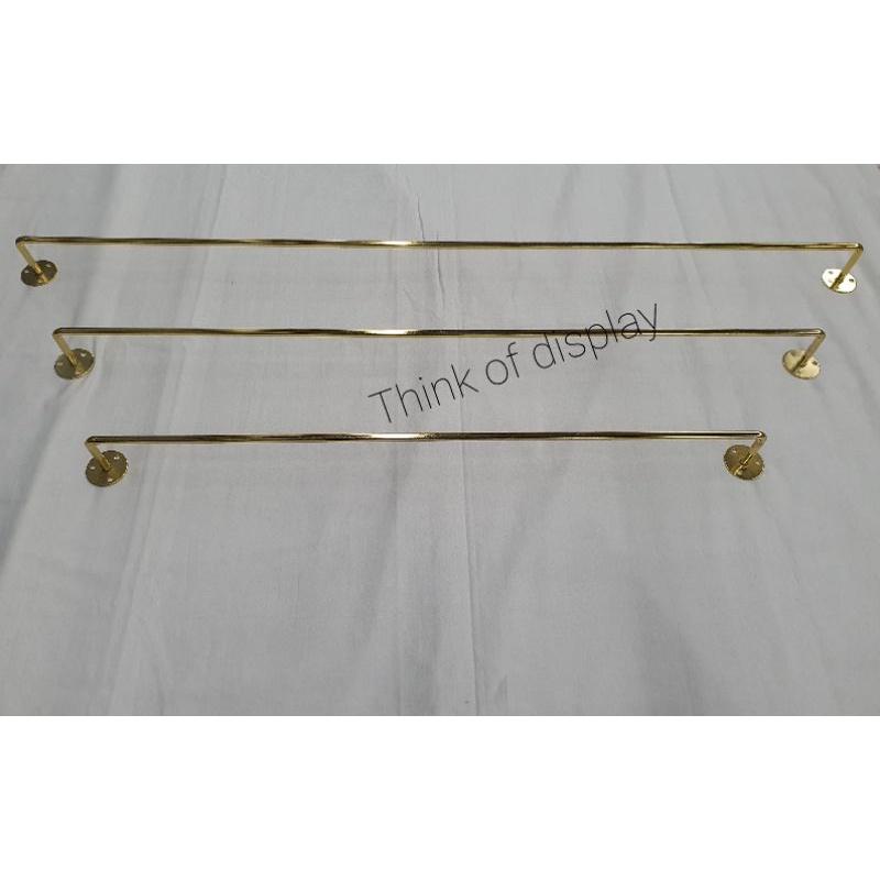 ราวแขวนผ้าติดผนังสีทอง ราวแขวนเสื้อยึดผนัง แสตนเลสสีทองเส้นกลม - thumbnail 9