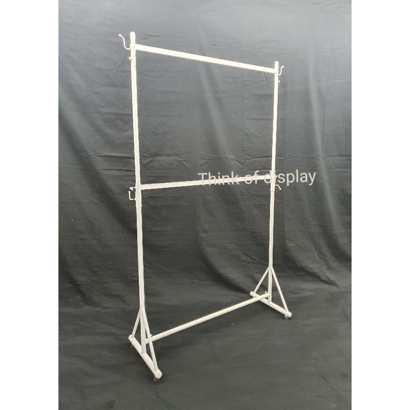 ราวแขวนเสื้อผ้า ราวแขวนผ้าประหยัดเนื้อที่ ราวโชว์เสื้อ 2 ชั้น ราวเดี่ยว 2 ชั้น รุ่นขา A / ขาม้วน มีสีขาว/ดำ - thumbnail 8