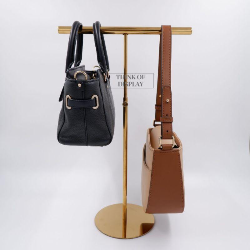 แสตนโชว์กระเป๋า ที่แขวนกระเป๋า ทรง T สีทอง แพ็ค 1ชุด - thumbnail 3