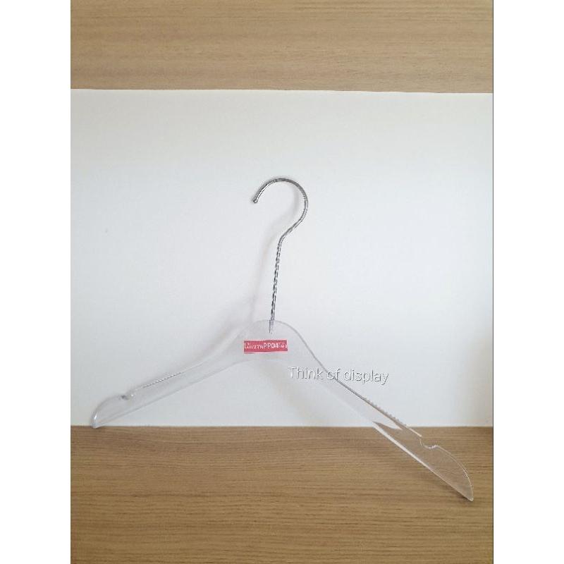 ไม้แขวนพลาสติกใส ไม้หนีบกางเกง PP04 ตะขอสีบรอนซ์ยาว มีแพ็ค 6 อัน และ 12 อัน - thumbnail 3