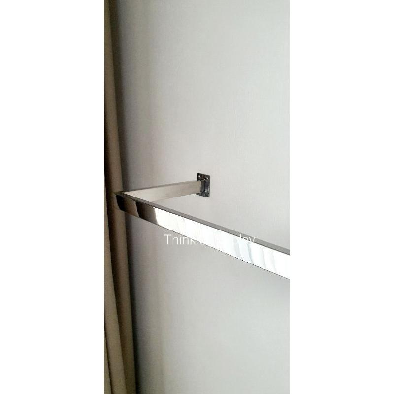 ราวแสตนเลสติดผนัง#6 ราวแขวนเสื้อผ้าแบบติดผนังสีเงิน 100cm. - thumbnail 3