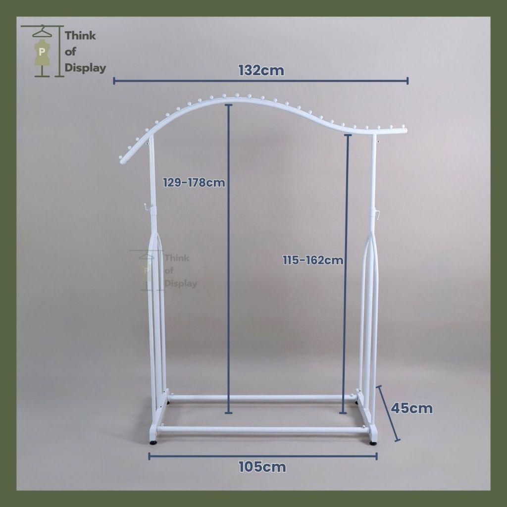 ราวโชว์เสื้อ ราวลูกคลื่น ราวไดโนเสาร์ สีขาว - thumbnail 2