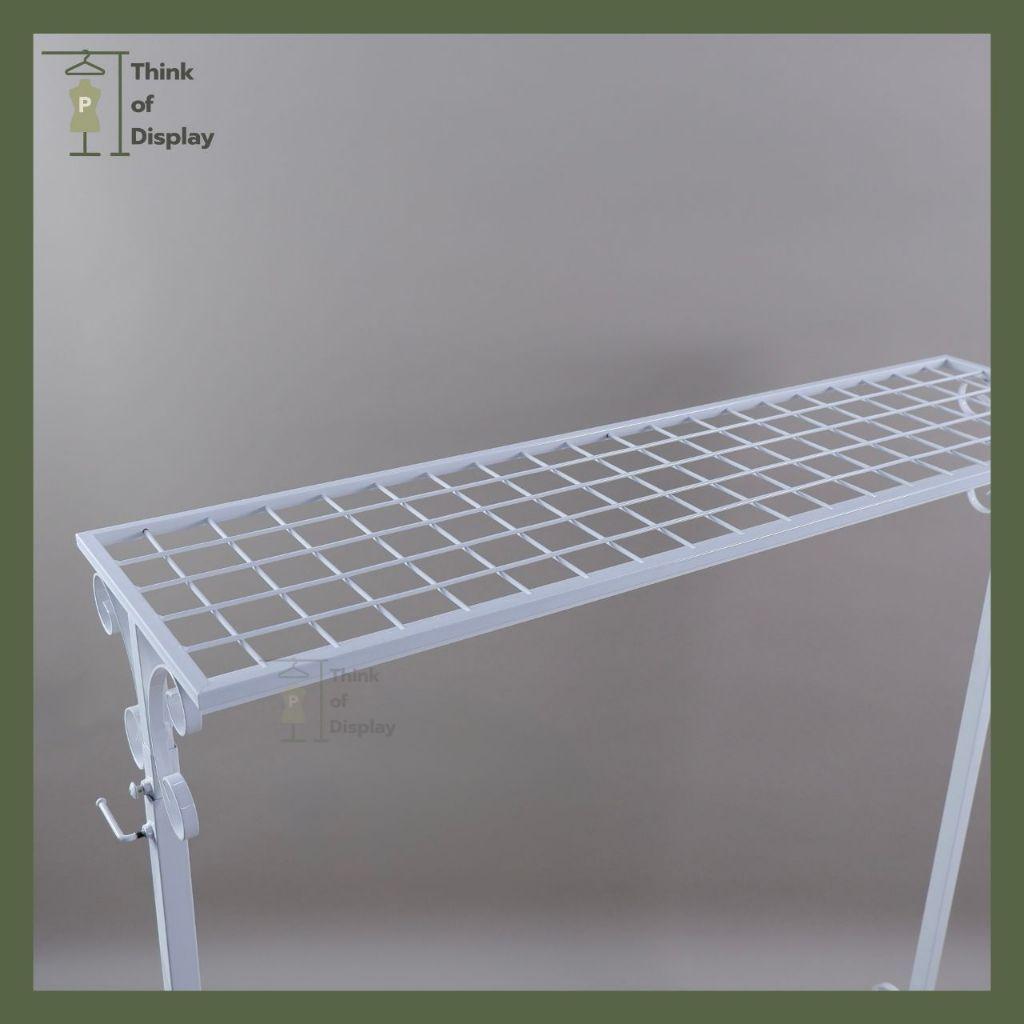 ราววินเทจ ราวแขวนผ้า ราวโชว์เสื้อลายผีเสื้อมีชั้นวาง สีขาว/สีดำ ปรับระดับความสูงได้ แพ็คละ 1ชุด - thumbnail 8