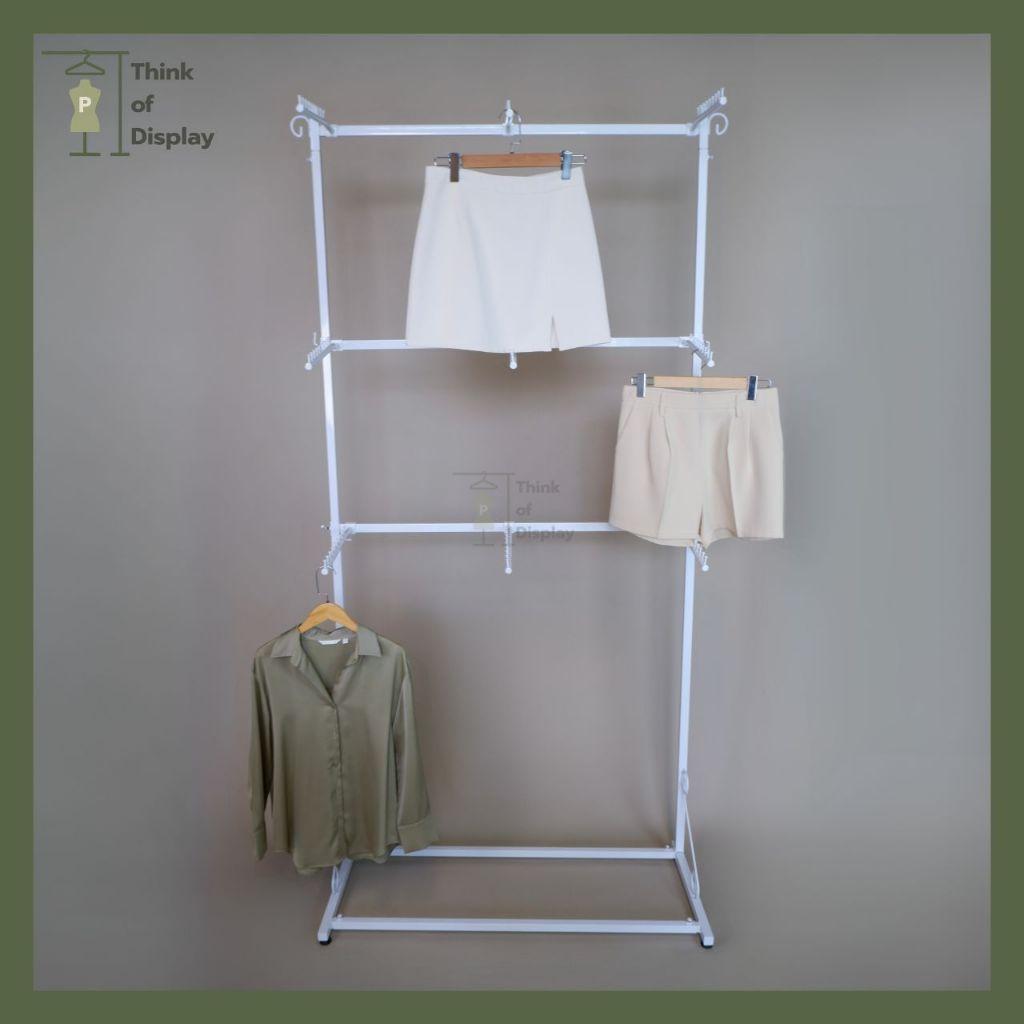 ราวโชว์เสื้อ ราว 3 แขน 2 ชั้น พร้อมแขนเกี่ยว 6 อัน /3ชั้นแขนเกี่ยว 9อัน - thumbnail 9