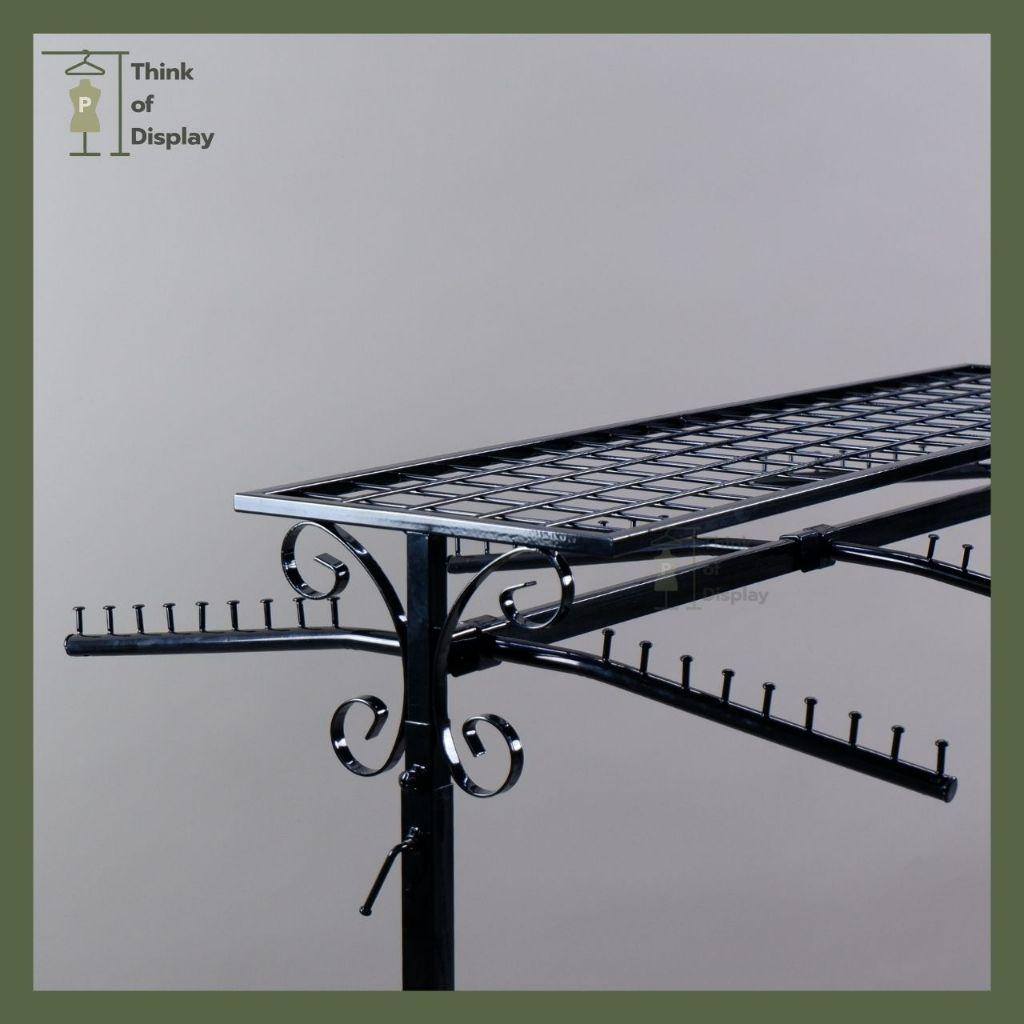 ราววินเทจ ราวแขวนผ้า ราวโชว์เสื้อลายผีเสื้อมีชั้นวาง สีขาว/สีดำ ปรับระดับความสูงได้ แพ็คละ 1ชุด - thumbnail 5