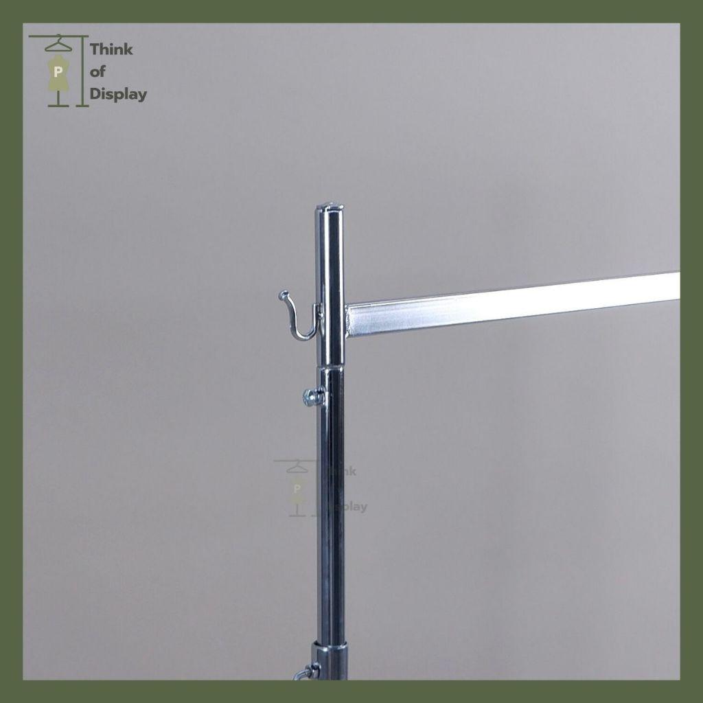 ราวแขวนผ้า ราวเหล็ก ราวเดี่ยวหัวเหล็กเหลี่ยม ราวโชว์เสื้อ 1 ม.หนา - thumbnail 8