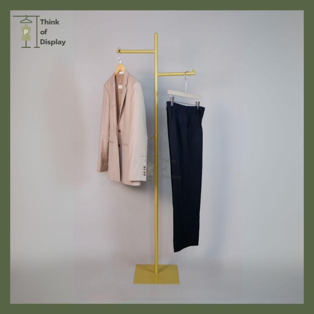 ราวแขวนเสื้อสีทอง เสาเดี่ยว รุ่น แขน L1 และ แขน L2 สีขาว/ดำ/ทอง - thumbnail 9