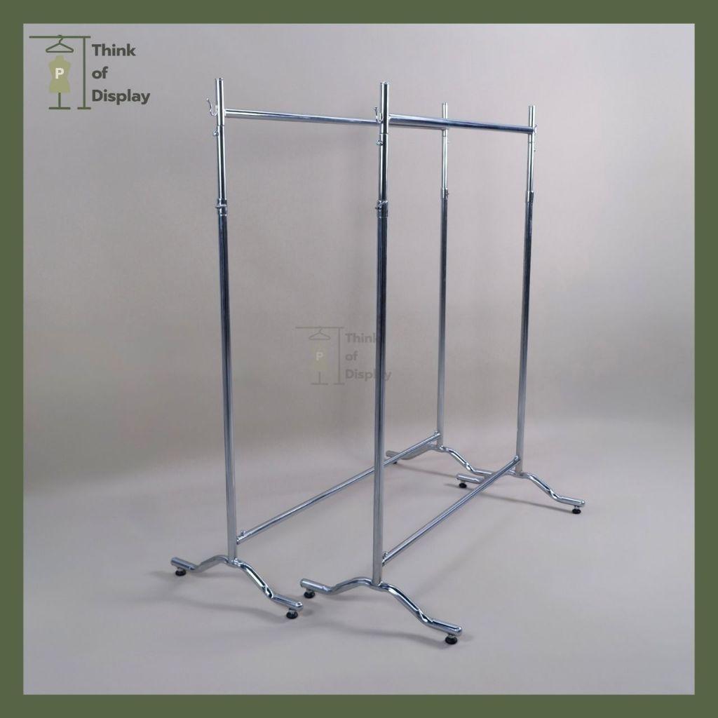 ราวแขวนเสื้อ ราวโชว์เสื้อ รุ่นขาปีกนก ยาว 100cm. และ 120cm. เหล็กชุบโครเมี่ยม - thumbnail 5