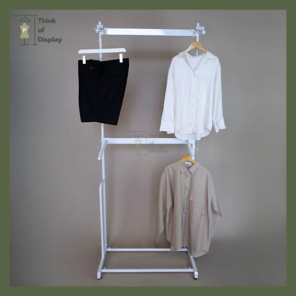 ราวแขวนเสื้อ ราวโชว์เสื้อ 2 แขน 2 ชั้น มีแขนเกี่ยวให้ 4 อัน - thumbnail 8