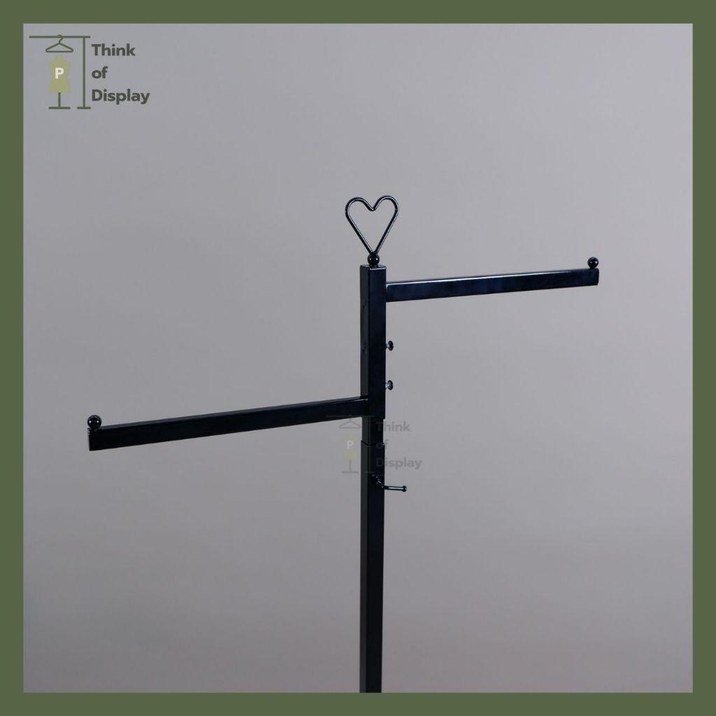 ราววินเทจ แขวนเสื้อ ทรงตัว T ลายหัวใจ 2ระดับ สีขาว/ดำ - thumbnail 4