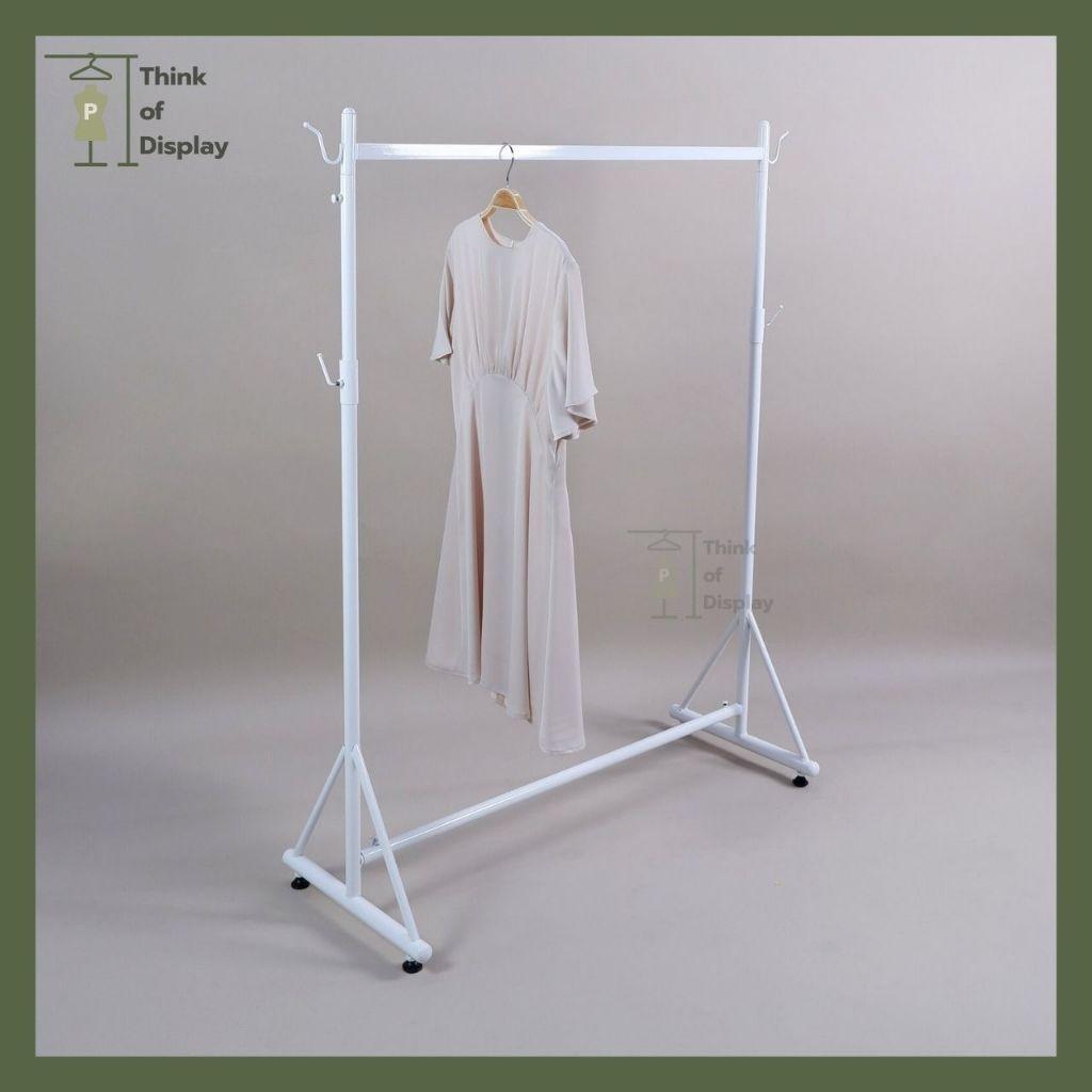 ราวแขวนผ้า ราวเดี่ยวแขวนเสื้อผ้า รุ่นขา A ความยาว 1 เมตร สีขาว/ดำ - thumbnail 8