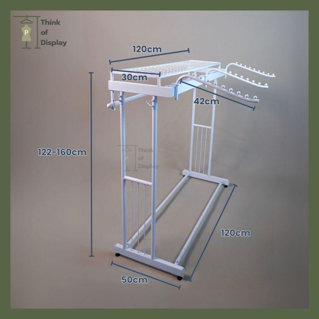 ราวแขวนเสื้อ 3 แขนตะแกรงบน สีขาว - thumbnail 2