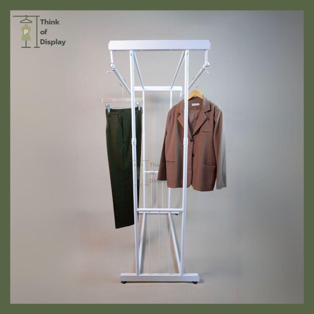 ราวกระจกคู่ ราวแขวนเสื้อผ้าบาร์คู่  สีขาว/ดำ - thumbnail 8