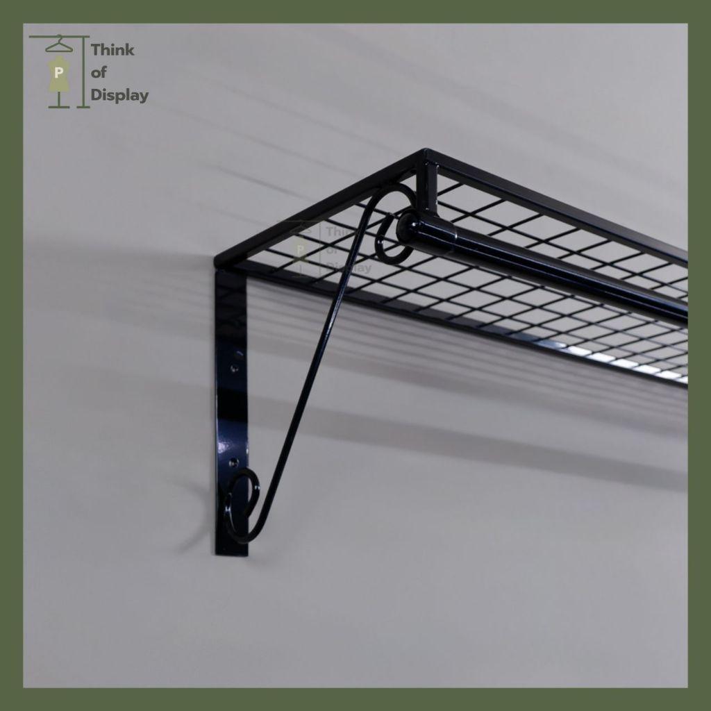 ราวแขวนเสื้อติดผนัง ราววินเทจติดผนังมีชั้นวางของ แบบเจาะติดผนัง - thumbnail 6