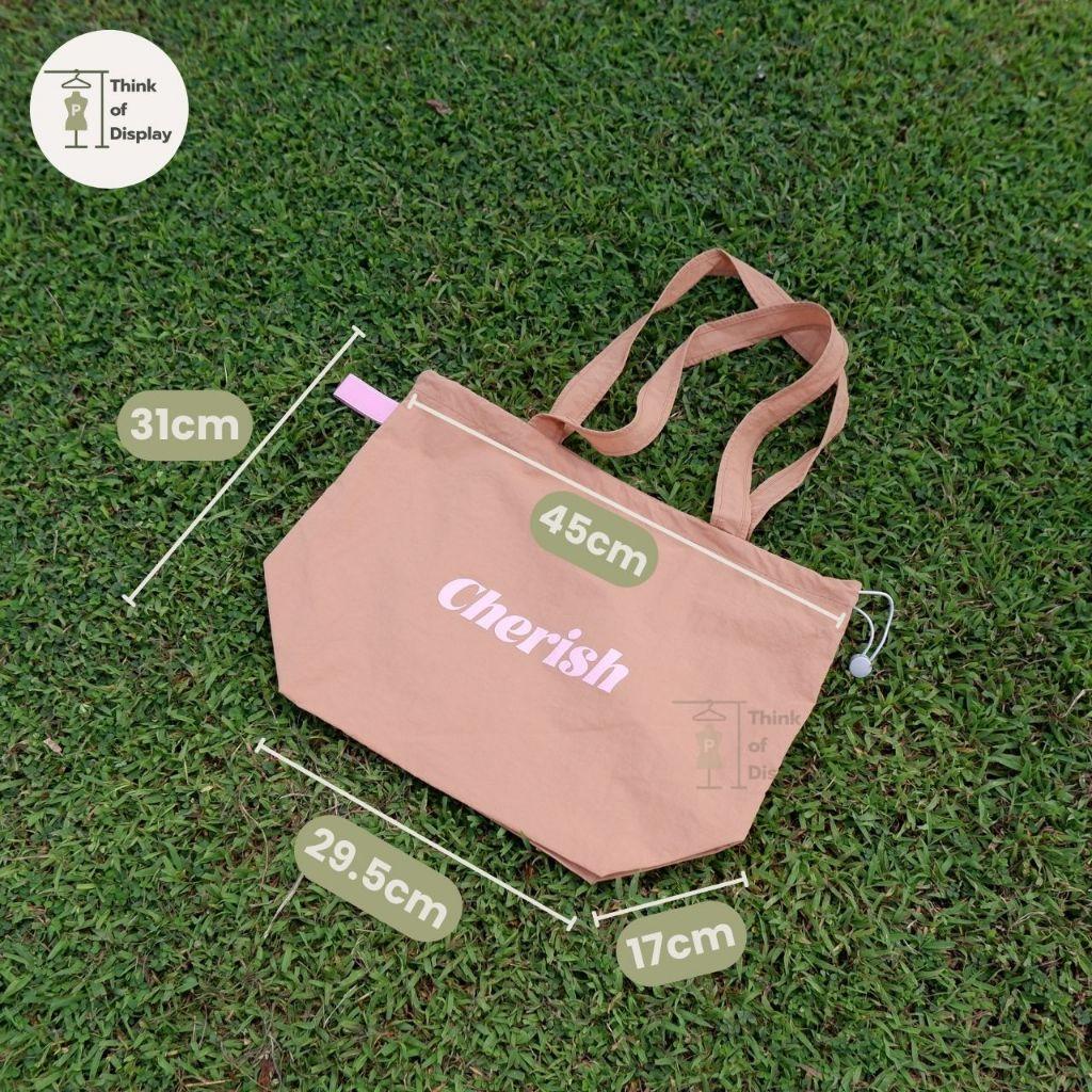 ถุงผ้า ถุงช้อปปิ้ง กระเป๋าลายCherish ถุงน่ารักพกพาง่าย กระเป๋าผ้าพับเก็บได้ - thumbnail 4