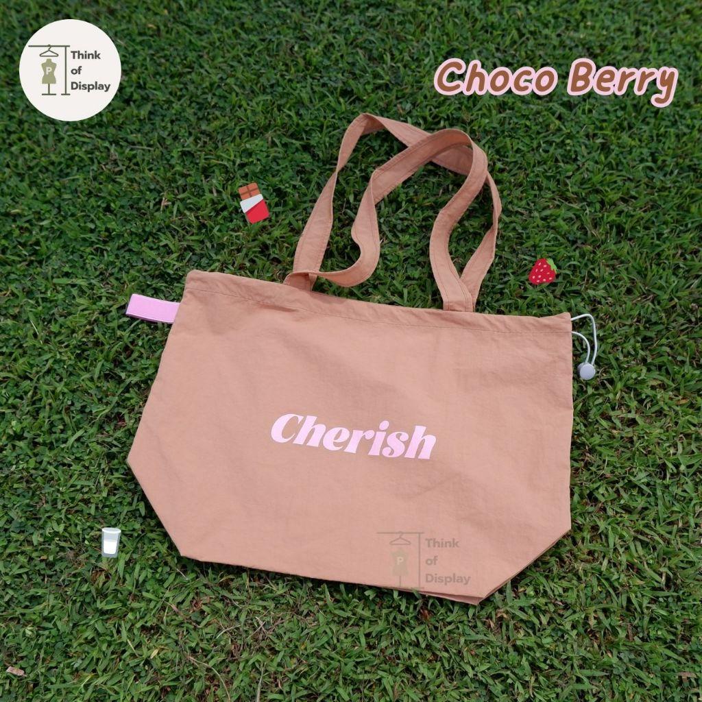 ถุงผ้า ถุงช้อปปิ้ง กระเป๋าลายCherish ถุงน่ารักพกพาง่าย กระเป๋าผ้าพับเก็บได้ - thumbnail 8