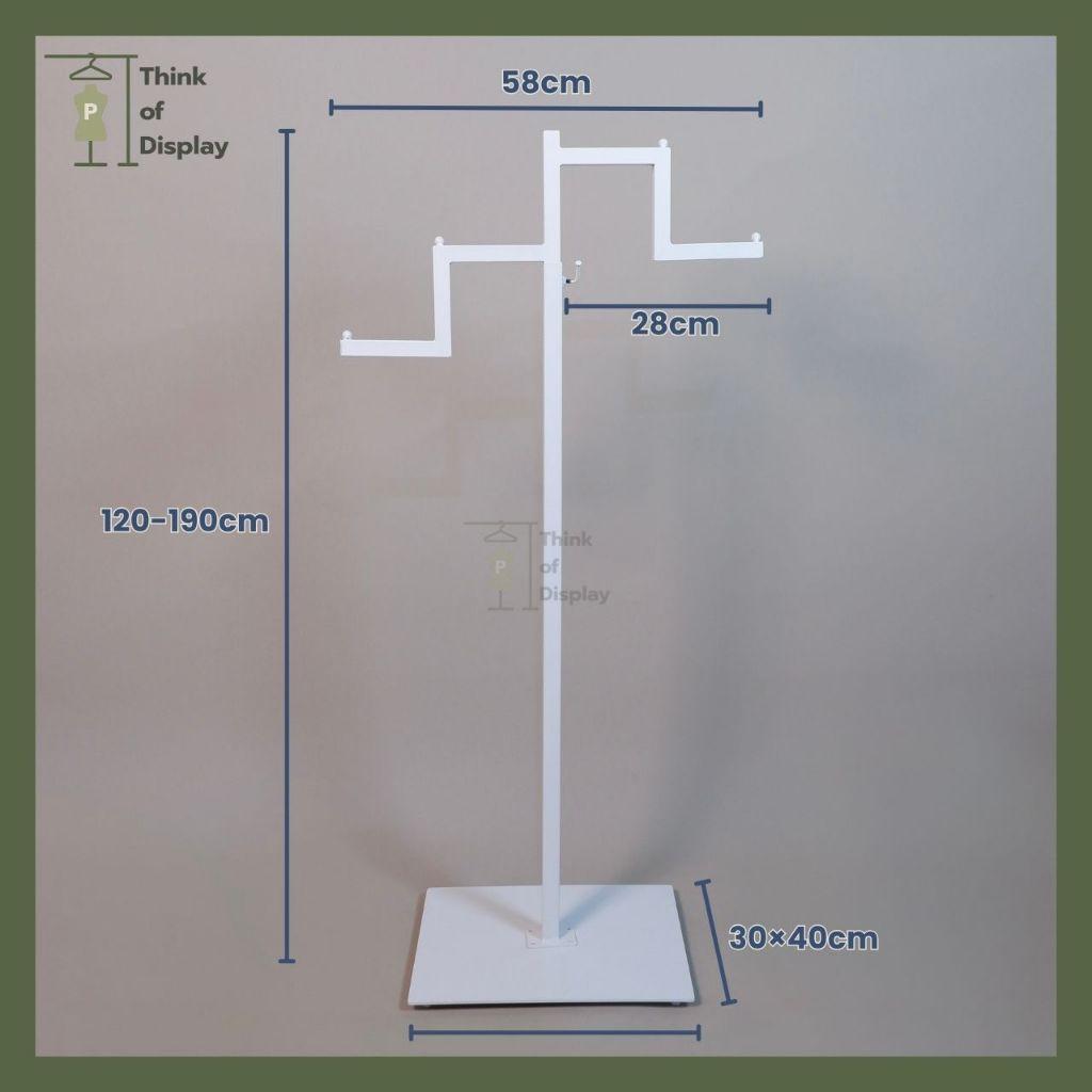 ราวโชว์แขวนเสื้อ เสาเดียวแขน 2 หยัก ฐานหนา - thumbnail 3