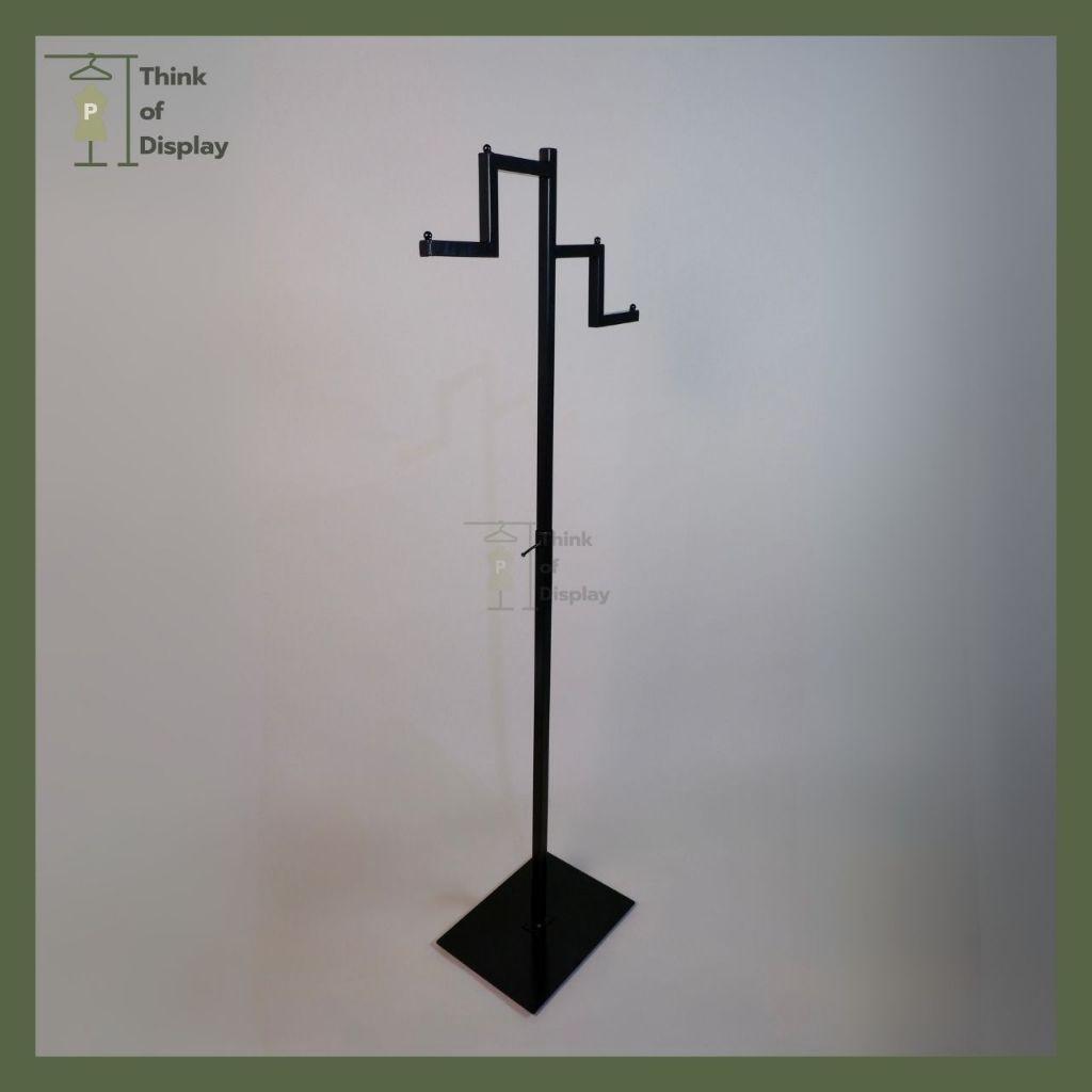 ราวโชว์แขวนเสื้อ เสาเดียวแขน 2 หยัก ฐานหนา - thumbnail 2